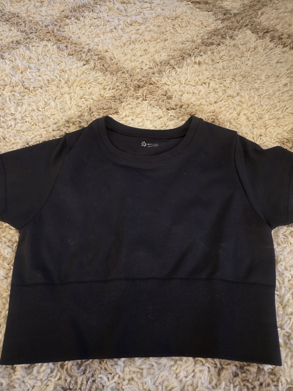 aerie Black Short Sleeve Crop Tee
